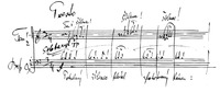 Autograph of the chorus for male voices The Wandering Madman. The stave was made using a rastrum. © Moravian Museum